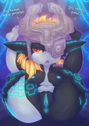Rule 34 | 1girl, abstract background, absurdres, anus, ass, blonde hair, breasts, clitoral hood, colored sclera, dimwitdog, fat mons, feet, flexible, glowing lines, glowing nipples, helmet, highres, large breasts, legs up, looking at viewer, midna, navel, nintendo, nipples, nude, plump, presenting, presenting anus, presenting pussy, pussy, red eyes, sitting, the legend of zelda, the legend of zelda: twilight princess, thick thighs, thighs, uncensored, yellow sclera