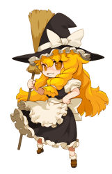 Rule 34 | 1girl, :d, blonde hair, braid, broom, hat, holding, kirisame marisa, long hair, looking at viewer, open mouth, ran system, single braid, smile, solo, touhou, witch hat, yellow eyes