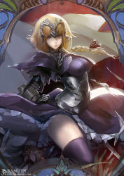Rule 34 | 1girl, armor, armored dress, bamuth, blonde hair, braid, fate/apocrypha, fate/grand order, fate (series), gradient background, headpiece, jeanne d&#039;arc (fate), jeanne d&#039;arc (ruler) (fate), long hair, single braid, solo