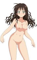Rule 34 | 1girl, blush, breasts, cleft of venus, cowboy shot, highres, legs, long hair, nipples, nude, nude filter, pussy, solo, thighs, third-party edit, to love-ru, uncensored, yuuki mikan