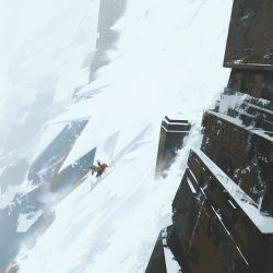 Rule 34 | 1girl, arrow (projectile), avalanche, bow (weapon), building, coat, commentary, day, english commentary, grey coat, highres, hood, hood up, long sleeves, original, outdoors, snow, solo, sunlight, weapon, yun ling
