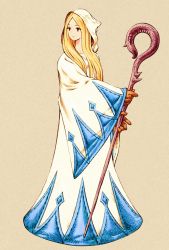 Rule 34 | 1girl, closed mouth, final fantasy, final fantasy tactics, full body, highres, long hair, simple background, solo, white mage, white mage (fft), white mage (final fantasy)
