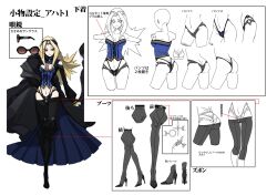Rule 34 | 1girl, acht (xblaze), blazblue, blonde hair, breasts, character sheet, cleavage, coat, detached sleeves, full body, hand on own hip, higuchi konomi, long hair, long sleeves, medium breasts, official art, pants, ribbon, scarf, solo, tagme, third-party source, xblaze, xblaze code: embryo, yellow eyes