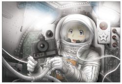 Rule 34 | 1girl, astronaut, blonde hair, blue eyes, camera, cockpit, helmet, nasa, original, solo, spacesuit, watanabe (yellow comet ap1)