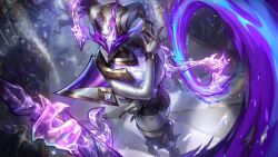 Rule 34 | 6+boys, clothing request, detached arm, gloves, glowing, glowing eyes, green eyes, grin, hands up, hat, highres, hood, hood up, jacket, jester cap, league of legends, looking at viewer, magic, mask, multiple boys, official art, prestige soul fighter shaco, purple headwear, shaco, sharp teeth, smile, solo focus, soul fighter shaco, standing, teeth, white gloves, white headwear, white jacket