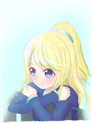 Rule 34 | 1girl, artist request, ayase eli, blonde hair, blue eyes, blush, bow, bowtie, buttons, collared shirt, earrings, female focus, hair bow, highres, jewelry, koma90613814, loafers, long hair, looking at viewer, love live!, love live! school idol project, neckwear request, otonokizaka school uniform, ponytail, school uniform, scrunchie, shirt, shoes, short hair, short sleeves, smile, solo, striped, striped bow, sweater vest, vest, white scrunchie