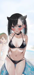 Rule 34 | 2girls, :o, arms behind back, beret, bikini, black bikini, black choker, black hair, blush, breasts, brown eyes, brown hair, choker, collarbone, commentary request, creatures (company), dot nose, game freak, gloria (pokemon), gluteal fold, green eyes, hair ribbon, hat, highres, holding, holding swim ring, innertube, looking at viewer, marnie (pokemon), medium breasts, medium hair, multiple girls, navel, nintendo, open mouth, paid reward available, pokemon, pokemon swsh, revision, ribbon, rouka (akatyann), short hair, solo focus, stomach, swim ring, swimsuit, thighs, twintails, two side up, wet, wet hair