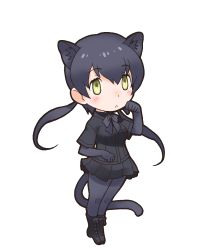 Rule 34 | 1girl, animal costume, animal ear fluff, animal ears, black leopard (kemono friends), highres, kemono friends, looking at viewer, official art, solo, standing, tachi-e, tail, transparent background, yoshizaki mine