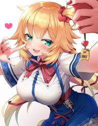 Rule 34 | 1girl, absurdres, akai haato, akai haato (1st costume), blonde hair, blue eyes, blurry, blurry foreground, breasts, cellphone, commentary request, fingernails, haaton (akai haato), hair ornament, highres, hololive, large breasts, mkn00000000, nail polish, open mouth, phone, pointing, pointing at self, selfie, simple background, solo, virtual youtuber, white background