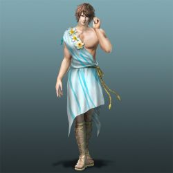 Rule 34 | 1boy, flower, gradient background, grey background, looking at viewer, male focus, narcissus, shin sangoku musou, short hair, simple background, solo, toga, zhong hui