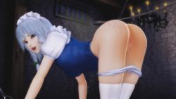 Rule 34 | 3d, @oz, animated, animated gif, ass, bdsm, bottomless, censored, chandelier, female focus, izayoi sakuya, panties, panty pull, pussy, spanked, touhou, underwear, whip, whip marks, whipped, whipping