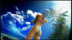 Rule 34 | 1girl, 3d, animated, animated gif, ass, bikini, breasts, christie (doa), dead or alive, dead or alive xtreme 2, dead or alive xtreme beach volleyball, female focus, jewelry, large breasts, legs, lowres, nature, necklace, outdoors, plant, sky, solo, stretching, swimsuit, tecmo, thong, underboob