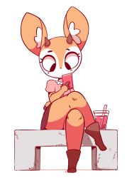 Rule 34 | 10s, 1girl, aggressive retsuko, animal ears, animated, animated gif, artist name, bench, black eyes, black footwear, black skirt, blinking, blush, boots, breasts, bubble tea, cameltoe, cellphone, closed mouth, cup, diives, drink, drinking straw, english text, closed eyes, female focus, full body, furry, furry female, half-closed eyes, hand up, heart, highres, holding, holding phone, horns, crossed legs, looking at viewer, looking down, miniskirt, panties, phone, pink panties, pink shirt, seductive smile, shirt, short sleeves, signature, simple background, sitting, skirt, small breasts, smile, solo, talking, text focus, tsunoda (aggretsuko), underwear, upskirt, white background