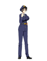 Rule 34 | 1girl, black hair, gloves, hat, peaked cap, police, police uniform, policewoman, solo, type43