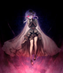 Rule 34 | 1girl, absurdres, black dress, black flower, black rose, breasts, deep one (game), dress, feet, flower, full body, game cg, glowing, glowing eyes, hair flower, hair ornament, hands on own chest, highres, legs, long skirt, looking at viewer, multicolored eyes, natsuhiko, original, own hands together, parted lips, purple hair, rose, shoes, short hair, simple background, skirt, small breasts, solo, standing, thighs, veil, yuhara aki
