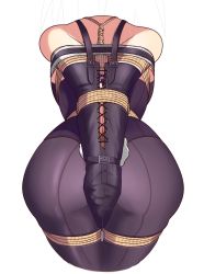 Rule 34 | 1girl, armbinder, arms behind back, bagelbomb, bdsm, bondage, bound, bound arms, bound legs, fire emblem, fire emblem awakening, from behind, harness, head out of frame, highres, legs together, nintendo, playboy bunny, rabbit tail, rope, shibari, tagme, tharja (fire emblem)