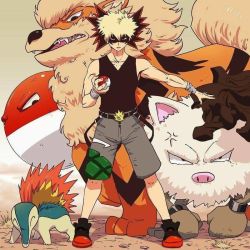 Rule 34 | 10s, 1boy, anger vein, angry, animal ears, animal hands, arcanine, artist request, bakugou katsuki, belt, belt buckle, blonde hair, boku no hero academia, buckle, creatures (company), crossover, cyndaquil, dog, dog tail, facing viewer, fangs, fire, fur, game freak, gen 1 pokemon, gen 2 pokemon, glaring, looking at viewer, male focus, mask, muscular, muscular male, nintendo, nose, open mouth, parted lips, platinum blonde hair, poke ball, pokemon, pokemon (creature), primeape, shirt, shoes, short hair, shorts, sleeveless, solo, spiked hair, standing, tail, teeth, tongue, voltorb