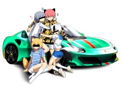 Rule 34 | 4boys, absurdres, animal ear fluff, animal ears, ass, bbzkibodepnmb1p, black hair, blonde hair, braid, car, censored, dog ears, dog tail, ferrari, full body, grey hair, grin, heart, highres, hug, identity censor, jewelry, kim tosyeo, kneeling, korean text, long hair, male focus, male harem, motor vehicle, multicolored hair, multiple boys, multiple tails, necklace, open mouth, park jinim (parkgee), pink hair, real life, ring, simple background, single braid, smile, socks, sparkle, tail, tongkkangi, tongkkangi (streamer), twintails, twitch.tv, two-tone hair, two tails, virtual youtuber, watch, white background, wristwatch, yaoi