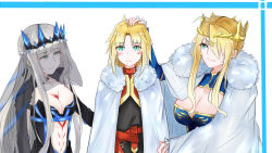 Rule 34 | 3girls, aged down, artist request, artoria pendragon (all), artoria pendragon (fate), artoria pendragon (lancer) (fate), aunt and niece, bad id, bad pixiv id, blush, braid, breasts, cape, capelet, crown, family, fate/grand order, fate (series), father and daughter, french braid, fur-trimmed cape, fur trim, green eyes, grey hair, hair ornament, headpat, large breasts, long hair, medium breasts, mordred (fate), mordred (fate/apocrypha), morgan le fay (fate), mother and daughter, multiple girls, navel, saber (fate), short hair, siblings, sisters, sketch, smile, upper body, veil, white background