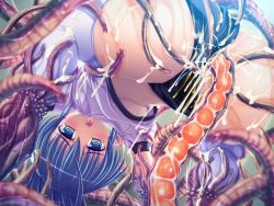 Rule 34 | ahegao, anal, blue eyes, blue hair, breasts, cum, cum on body, cum on clothes, egg laying, gym uniform, lusterise, open mouth, ovipositor, saikyou mahou shoujo arina, sex, tears, tentacles, tongue, tongue out, underboob