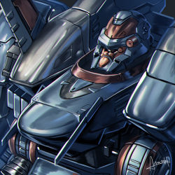 Rule 34 | amasaki yusuke, armored core, armored core 5, close-up, highres, looking ahead, machinery, mecha, mecha request, no eyes, no humans, robot, science fiction, signature, solo, upper body