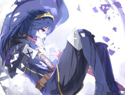 Rule 34 | 1girl, armor, blue dress, blue eyes, blue footwear, blue gloves, blue hair, blue scarf, breasts, cape, commentary request, dress, falchion (fire emblem), fingerless gloves, fire emblem, fire emblem awakening, fire emblem heroes, gloves, highres, holding, holding sword, holding weapon, large breasts, long hair, lucina (fire emblem), nintendo, scarf, shoulder armor, solo, strap, super smash bros., sword, tiara, tomas (kaosu22), weapon