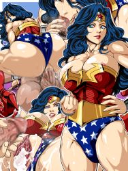 Rule 34 | 1girl, ass, bare legs, bare shoulders, black hair, blue eyes, boots, breasts, censored, cleavage, cowgirl position, cum, cum in pussy, curvy, dc comics, fellatio, handjob, happy sex, hetero, huge ass, legs up, long hair, looking at viewer, looking back, masturbation, missionary, muscular, nipples, no bra, oral, penis, pussy juice, raburebo, saliva, sex, shiny skin, simple background, smile, straddling, testicles, vaginal, wonder woman, wonder woman (series)