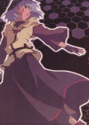 Rule 34 | .hack//, .hack//sign, 00s, 1boy, bandai, cyber connect 2, facial mark, hat, highres, honeycomb background, honeycomb pattern, male focus, purple background, scan, solo, tsukasa (.hack//)