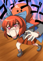 Rule 34 | 1girl, ball, bow, bowling, bowling ball, cape, disembodied head, hair bow, highres, red eyes, red hair, role reversal, sekibanki, short hair, skirt, solo, touhou, verta (verlaine), you&#039;re doing it wrong