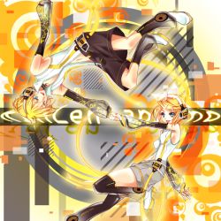 Rule 34 | 1boy, 1girl, ayano (irodori), blonde hair, brother and sister, child, collar, detached sleeves, kagamine len, kagamine len (append), kagamine rin, kagamine rin (append), siblings, twins, vocaloid, vocaloid append