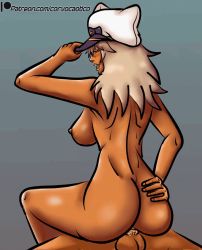 Rule 34 | 1girl, animated, animated gif, breasts, corvocaotico, dark skin, guilty gear, hat, highres, ramlethal valentine, tagme