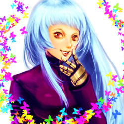 Rule 34 | 1girl, blue hair, gloves, kula diamond, long hair, lowres, red eyes, smile, snk, solo, the king of fighters