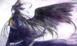 Rule 34 | 1girl, bad id, bad pixiv id, coli, collie, dress, female focus, green hair, hat, long hair, mima (touhou), profile, solo, touhou, touhou (pc-98), very long hair, wings, wizard hat