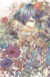 Rule 34 | 1girl, blue eyes, blue hair, flower, hair flower, hair ornament, hatsune miku, matching hair/eyes, shikaji kashikai, solo, vocaloid