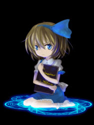 Rule 34 | 1girl, :&lt;, alice margatroid, alice margatroid (pc-98), angry, blonde hair, blue eyes, book, female focus, grimoire, grimoire of alice, hairband, myama, mystic square, solo, touhou, touhou (pc-98)