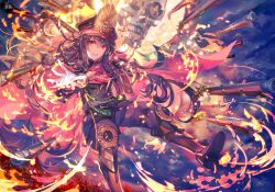 Rule 34 | 1girl, :d, absurdres, belt, black hair, boots, cape, commentary request, fate (series), fire, floating, floating object, flower, gloves, gun, hair between eyes, hat, highres, japanese clothes, koha-ace, long hair, looking at viewer, military hat, oda nobunaga (fate), oda nobunaga (koha-ace), oda uri, open mouth, outstretched hand, peaked cap, red cape, red eyes, rioka (southern blue sky), skull, smile, solo, spider lily, uniform, weapon, white gloves