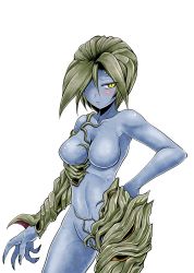 Rule 34 | 1girl, alexia ashford, blue skin, breasts, colored skin, covered erect nipples, female focus, glowing, monster girl, resident evil, resident evil - code: veronica, solo, standing, transparent background