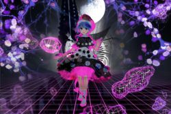 Rule 34 | 1girl, :d, black capelet, black dress, blue eyes, blue hair, book, capelet, colorful, commentary request, doremy sweet, dress, eyebrows hidden by hair, full body, full moon, fur trim, hat, highres, holding, holding book, kaigen 1025, legacy of lunatic kingdom, looking at viewer, mixed-language commentary, moon, nightcap, open mouth, pink pupils, pom pom (clothes), red hat, short hair, smile, socks, solo, standing, swept bangs, touhou, turtleneck, two-tone dress, white dress, white socks, wireframe