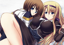 Rule 34 | 00s, 2girls, breasts, carim gracia, impossible clothes, kuronezumi, large breasts, legs, lyrical nanoha, mahou shoujo lyrical nanoha, mahou shoujo lyrical nanoha strikers, multiple girls, thighs, yagami hayate
