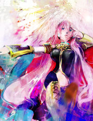 Rule 34 | 1girl, abstract, bad id, bad pixiv id, long hair, megurine luka, nekoif, pink hair, sitting, solo, speed painting, vocaloid