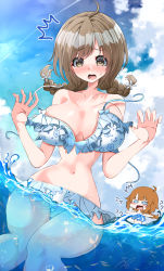 Rule 34 | 2girls, ^^^, absurdres, ahoge, artist name, assault lily, bare arms, bare shoulders, bikini, bird, blue eyes, blue sky, blunt bangs, blush, bow, bow bikini, braid, braided ponytail, breasts, breasts apart, brown eyes, brown hair, chibi, chibi inset, cloud, collarbone, commentary request, day, dutch angle, feet out of frame, fish, floral print, flower, frilled bikini, frills, futagawa fumi, groin, hair flower, hair ornament, hands up, highres, large breasts, long hair, looking at another, looking away, looking down, low twin braids, low twintails, medium hair, multiple girls, narrow waist, navel, no pupils, nose blush, ocean, open mouth, outdoors, partially submerged, partially underwater shot, print bikini, rokkaku shiori, seagull, signature, single braid, sky, stomach, surprised, sweatdrop, swimsuit, teeth, thigh gap, twin braids, twintails, unaligned breasts, underwater, untied bikini, upper teeth only, wading, wardrobe malfunction, wavy mouth, white bikini, white flower, ya-man