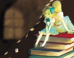Rule 34 | 2girls, alice margatroid, alice margatroid (pc-98), bad id, bad pixiv id, blonde hair, card, female focus, floating card, multiple girls, mystic square, short hair, sugi, time paradox, touhou, touhou (pc-98)