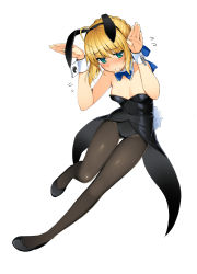 Rule 34 | 1girl, ahoge, animal ears, aqua eyes, artoria pendragon (all), artoria pendragon (fate), bare shoulders, black footwear, black hairband, black leotard, black pantyhose, blonde hair, blue bow, blue bowtie, blue ribbon, blush, bow, bowtie, braid, breasts, coattails, detached collar, dutch angle, embarrassed, fake animal ears, fate (series), flying sweatdrops, full body, gluteal fold, green eyes, hair between eyes, hairband, hands up, highres, leg up, leotard, looking at viewer, namonashi, palms, pantyhose, playboy bunny, rabbit ears, rabbit tail, ribbon, saber (fate), shiny clothes, shoes, sidelocks, simple background, small breasts, solo, strapless, strapless leotard, tail, tailcoat, thigh gap, white background, wrist cuffs