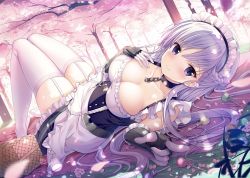 Rule 34 | 1girl, arm guards, azur lane, bad id, bad pixiv id, bare shoulders, basket, belfast (azur lane), black choker, blanket, blush, braid, breasts, candy, chain, cherry blossoms, choker, cleavage, closed mouth, collarbone, commentary request, corset, dappled sunlight, dress, elbow gloves, flower, food, french braid, frilled gloves, frilled skirt, frills, garter straps, gloves, hand on own chest, knees up, large breasts, lollipop, looking at viewer, looking to the side, lying, maid, maid headdress, no shoes, on back, outdoors, petals, pink flower, revision, skirt, sleeveless, sleeveless dress, smile, solo, sousouman, sunlight, thighhighs, tree, white dress, white gloves, zettai ryouiki