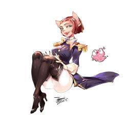 Rule 34 | 1girl, ass, boots, breasts, captain amelia, dated, ejami, high heel boots, high heels, looking at viewer, morph (treasure planet), open mouth, short hair, simple background, treasure planet, white background