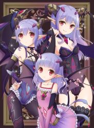 Rule 34 | 10s, 3girls, :/, age difference, amon no kenzoku hell&#039;s deal, amon no kenzoku hell&#039;s draw, amon no kenzoku hell&#039;s trick, arched back, armpits, bare shoulders, bat wings, black legwear, blunt bangs, bow, breasts, brooch, cardfight!! vanguard, child, choker, cleavage, clenched hand, contrapposto, cross-laced clothes, dark irregulars, demon girl, demon tail, detached collar, detached sleeves, dress, flat chest, floral print, flower, frilled dress, frills, gem, gradient hair, hair ornament, hand on own hip, hayabusa koi, height difference, highleg, highleg leotard, horns, jewelry, lace, leotard, light smile, long hair, long pointy ears, looking at viewer, mini wings, multicolored hair, multiple girls, necklace, pantyhose, pendant, pointy ears, print legwear, purple hair, red eyes, ribbon, ribbon choker, rose, short hair, siblings, sidelocks, sisters, small breasts, smile, sparkle, standing, tail, tail bow, tail ornament, tail ribbon, thighhighs, v arms, wings