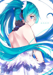 Rule 34 | 1girl, absurdres, aqua hair, bare shoulders, blue eyes, hatsune miku, highres, long hair, looking at viewer, solo, twintails, very long hair, vocaloid, yuzas