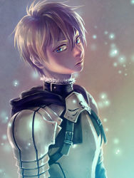 Rule 34 | 1boy, androgynous, armor, arthur pendragon (fate), bad id, bad pixiv id, blonde hair, blue eyes, fate/prototype, fate (series), light particles, male focus, realistic, solo, sue910
