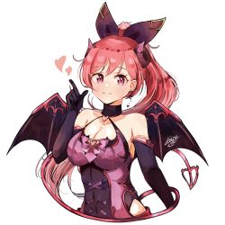 Rule 34 | 1girl, absurdres, blush, breasts, demon girl, demon horns, demon tail, highres, horns, io (noire) (princess connect!), io (princess connect!), keinesandayoooo, large breasts, ponytail, princess connect!, red eyes, red hair, tail