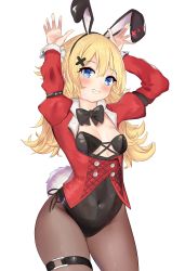 Rule 34 | abercrombie (azur lane), absurdres, animal ears, azur lane, blonde hair, blue eyes, blush, flat chest, hair ornament, hairclip, highres, leotard, looking at viewer, non-web source, pantyhose, playboy bunny, rabbit ears, rabbit tail, smile, tail